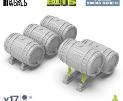 Stackable Wooden Barrels 1:35 3D printed set -17x