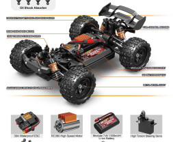 1:18 2,4GHz 4WD High speed car buggy - oranžová