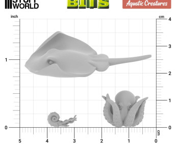 Aquatic Creatures 1:48-1:35 3D printed set - 12x 3D vodní tvorové