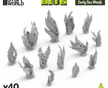 Curly Sea Weeds 1:48-1:35 - 3D printed set 3D tištěné kadeřavé mořské řasy (40 ks)
