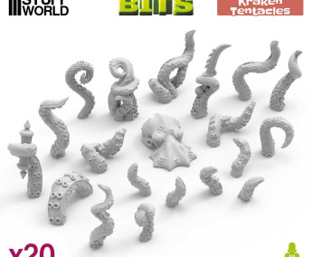 Kraken tentacles 1:48-1:35 - 3D printed set - 12x 3D tištěná chapadla krakena (20 ks)
